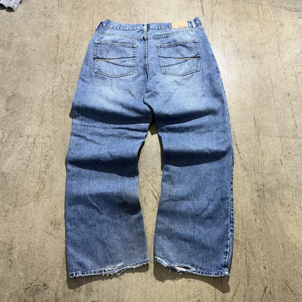 Carbon Jeans Mens 30x32 Blue Regular Fit Straight Leg Distressed Raw Hem Denim
